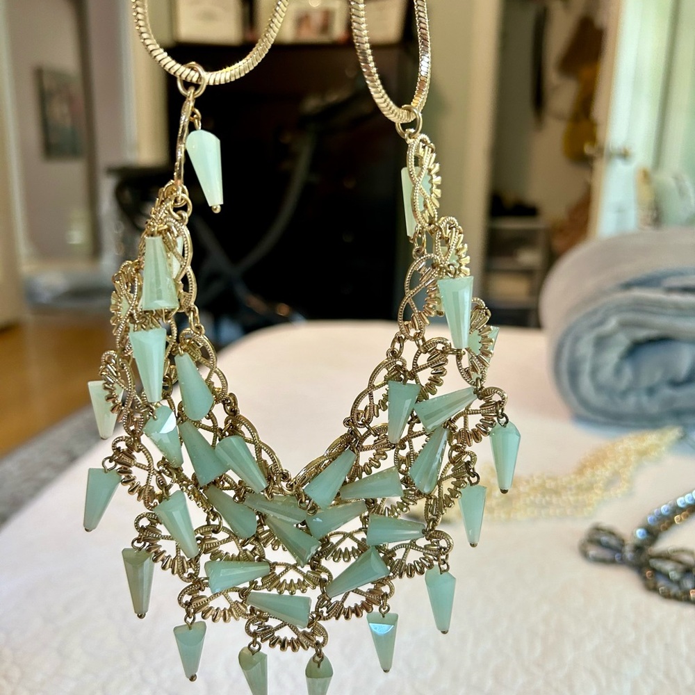 Gold and Green Statement Necklace